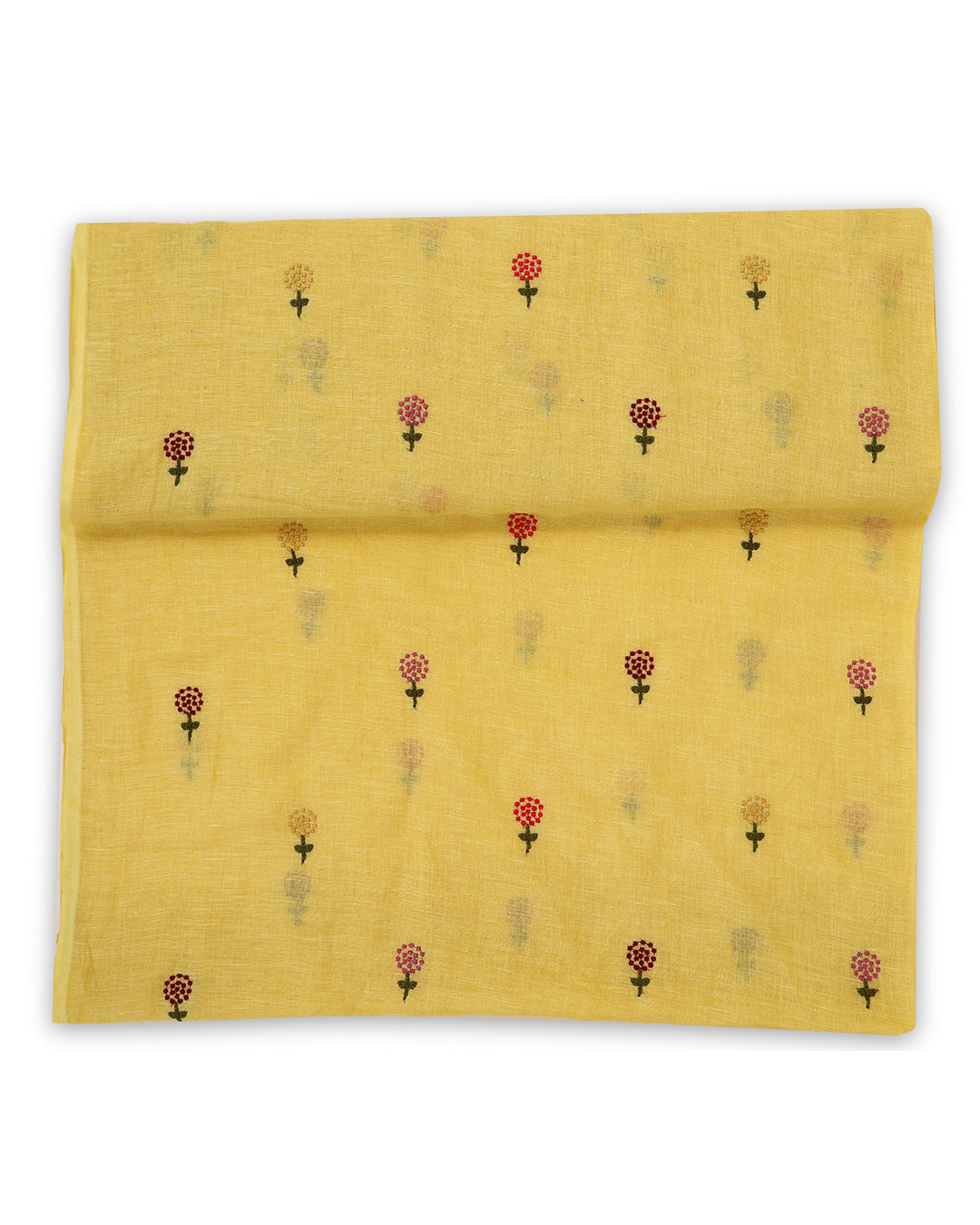 Gauze Linen Multi Thread Buta Embroidered Fabric