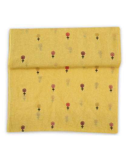Gauze Linen Multi Thread Buta Embroidered Fabric