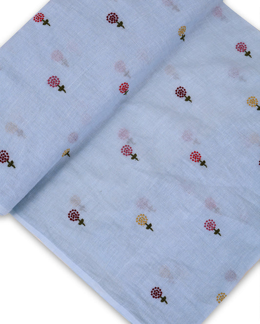 Gauze Linen Multi Thread Buta Embroidered Fabric