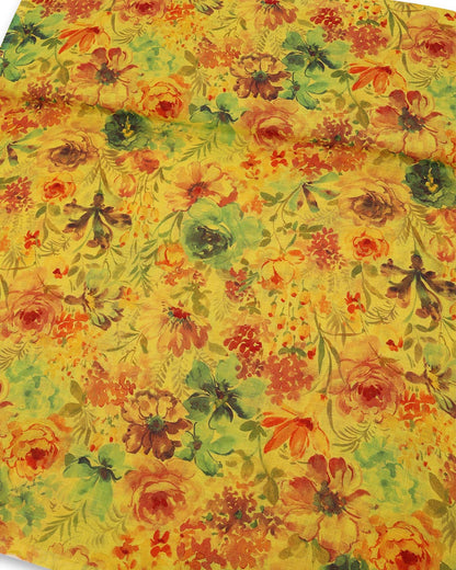 Gauze Linen Floral Printed Fabric | Lightweight Designer Fabric