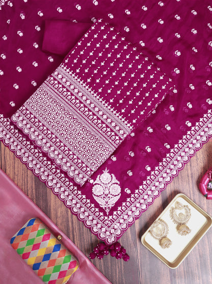 Jamuni Organza Kurta Set with Zari, Sequins & Pearl Embellishments