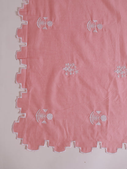 Peach Fine Chanderi Suit with Thread Embroidery & Dupatta