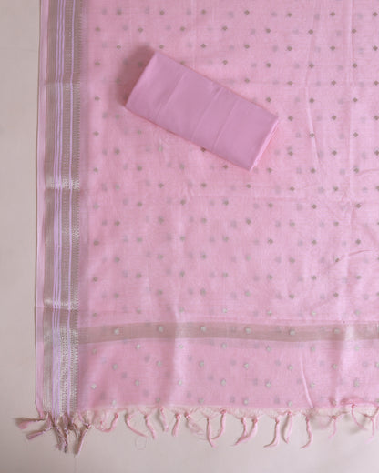 Pastel Pink Fine Chanderi Digital Printed Suit with Embroidered Dupatta