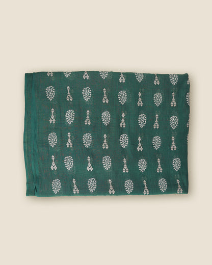 Chanderi Printed Dori Buti Embroidery Fabric