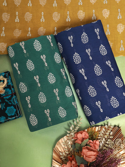 Chanderi Printed Dori Buti Embroidery Fabric