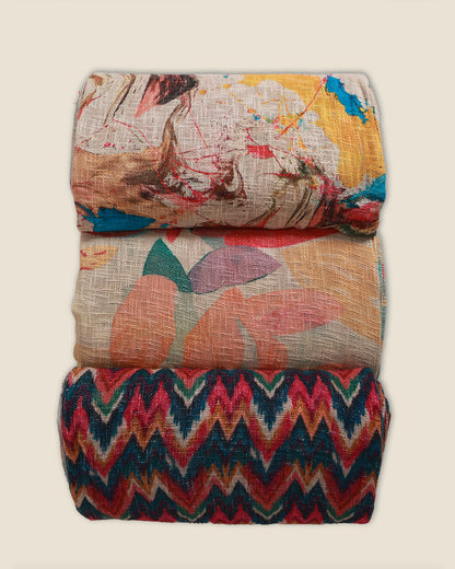 Jute Digital Abstract Printed Fabric