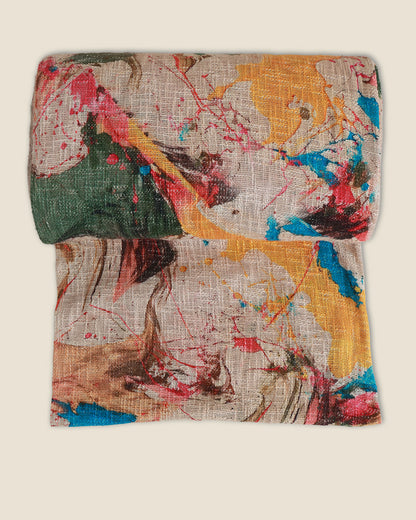 Jute Digital Abstract Printed Fabric