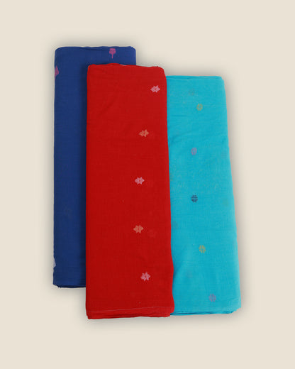 Jamdani Mercerized Cotton Resham Buta Embroidered Fabric
