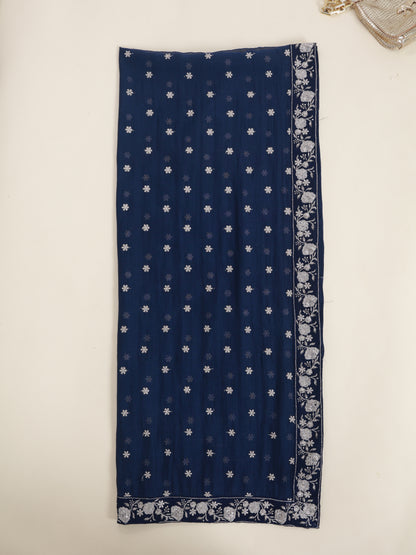 Malai Chanderi Taar Buta Border Embroidered Dupatta Fabric