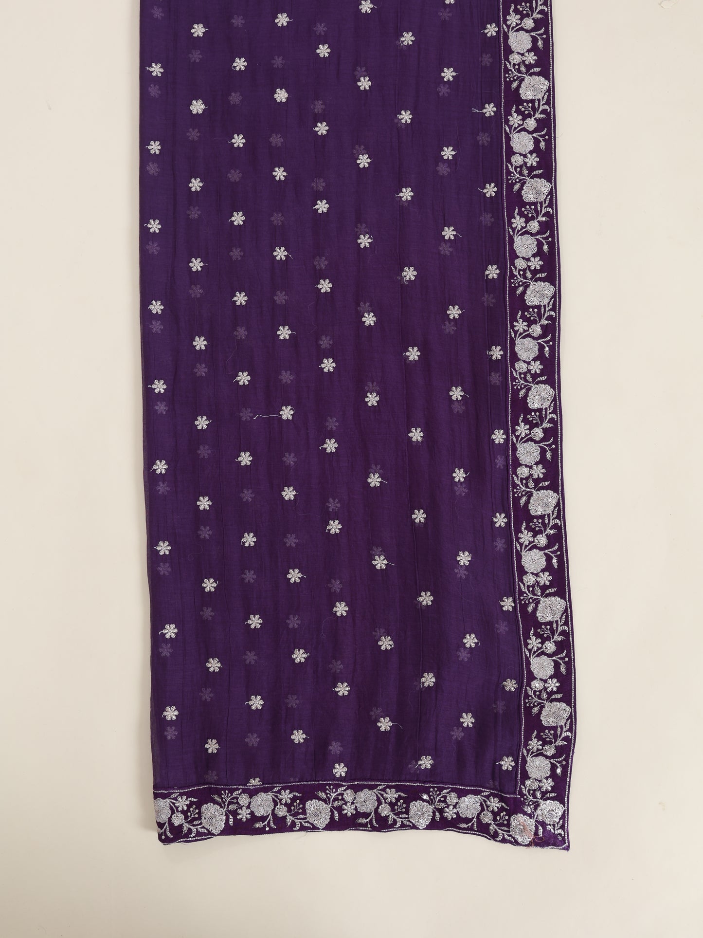 Malai Chanderi Taar Buta Border Embroidered Dupatta Fabric