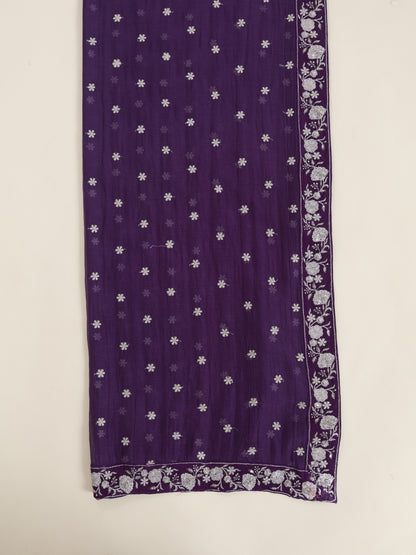 Malai Chanderi Taar Buta Border Embroidered Dupatta Fabric
