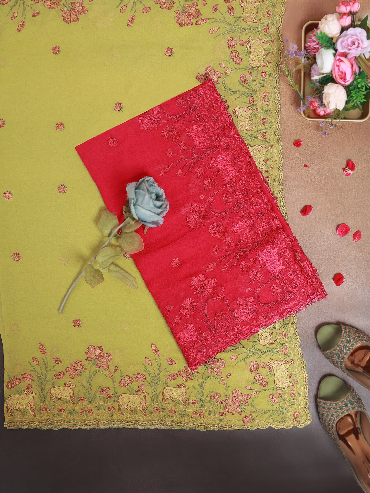 Semi Georgette Kashmiri Work Dupatta