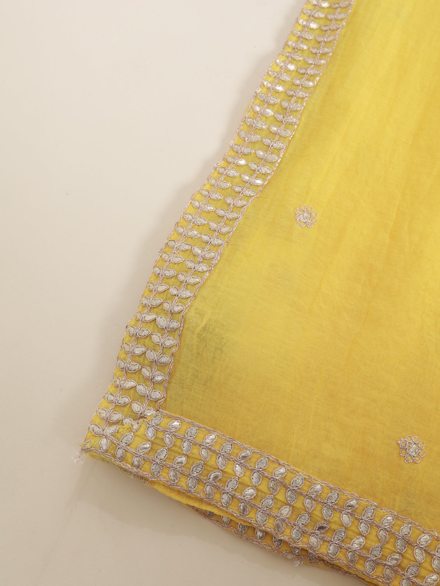 Fine Chanderi Kasab Dori & Gota Embroidered Border Dupatta Fabric