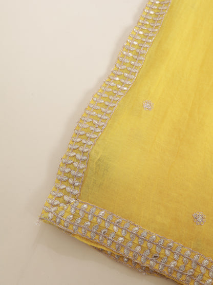 Fine Chanderi Kasab Dori & Gota Embroidered Border Dupatta Fabric
