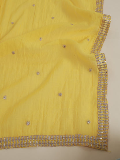 Fine Chanderi Kasab Dori & Gota Embroidered Border Dupatta Fabric