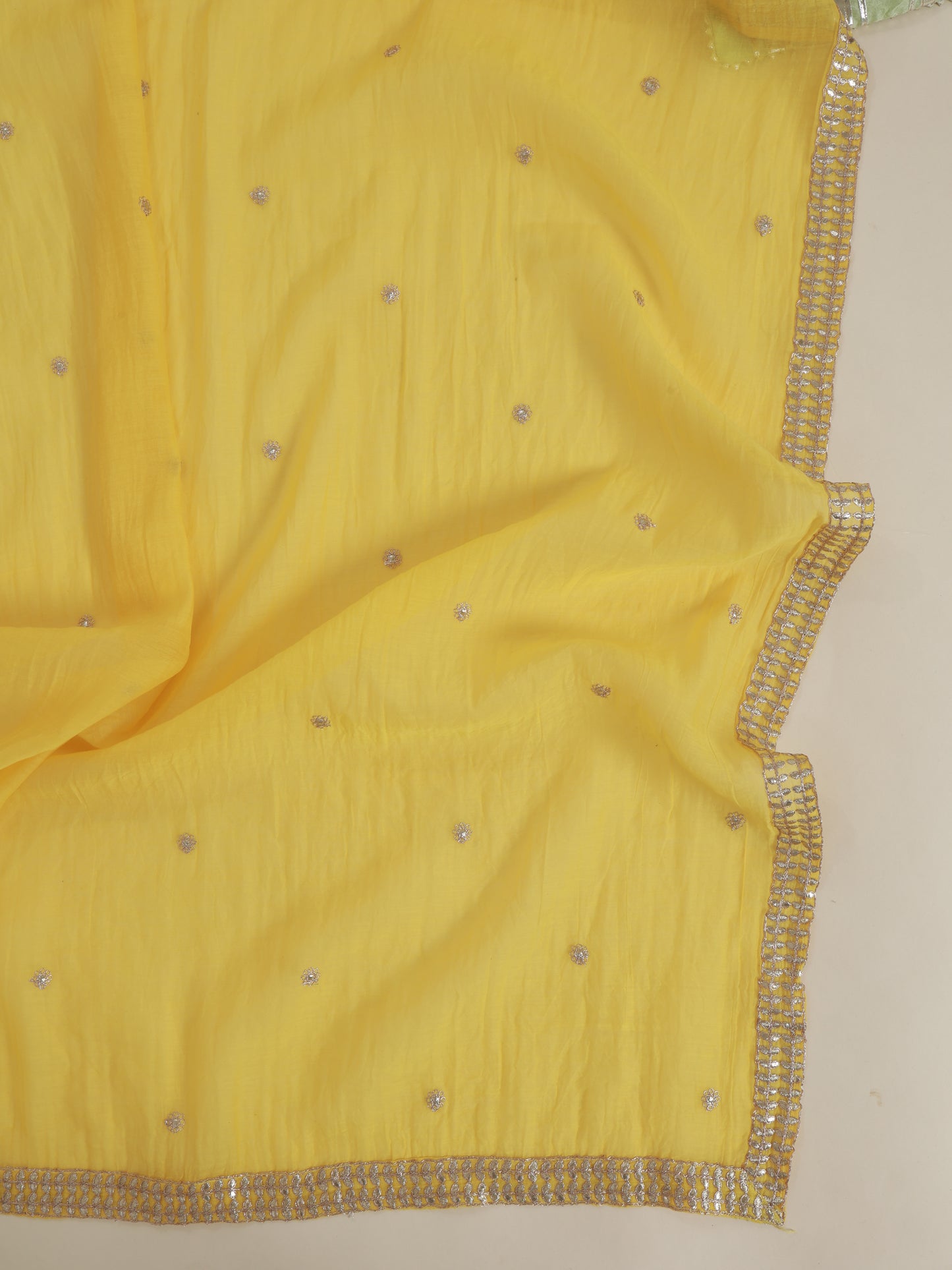 Fine Chanderi Kasab Dori & Gota Embroidered Border Dupatta Fabric