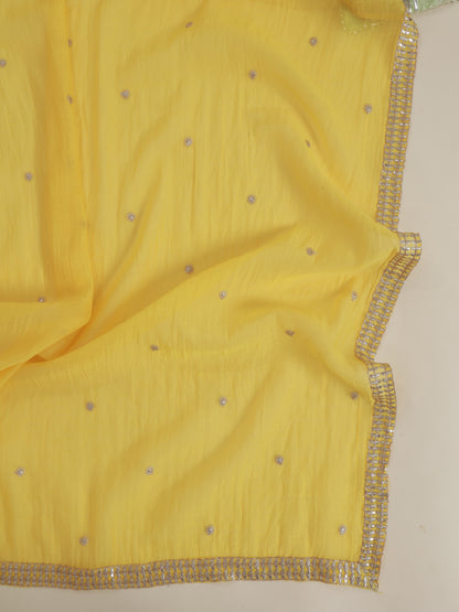 Fine Chanderi Kasab Dori & Gota Embroidered Border Dupatta Fabric