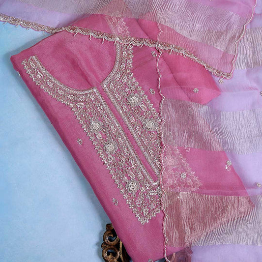 Rose Glow Tissue Organza Kurta Set