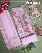 Pastel Pink Fine Chanderi Digital Printed Suit with Embroidered Dupatta