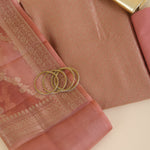 Dusty Peach Chanderi Woven Kurta Set with Organza Dupatta