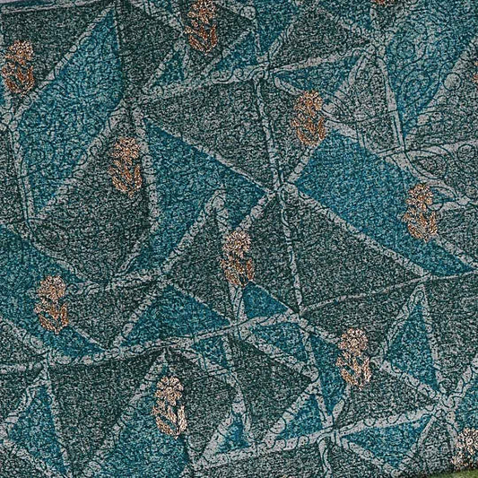 Peacock Green Spun Tussar with Kasab Motif Embroidery