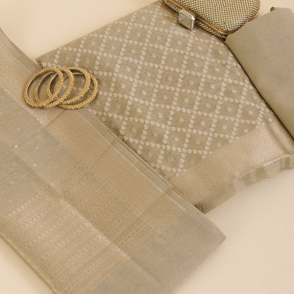 Brown Chanderi Woven Suit with Matching Dupatta