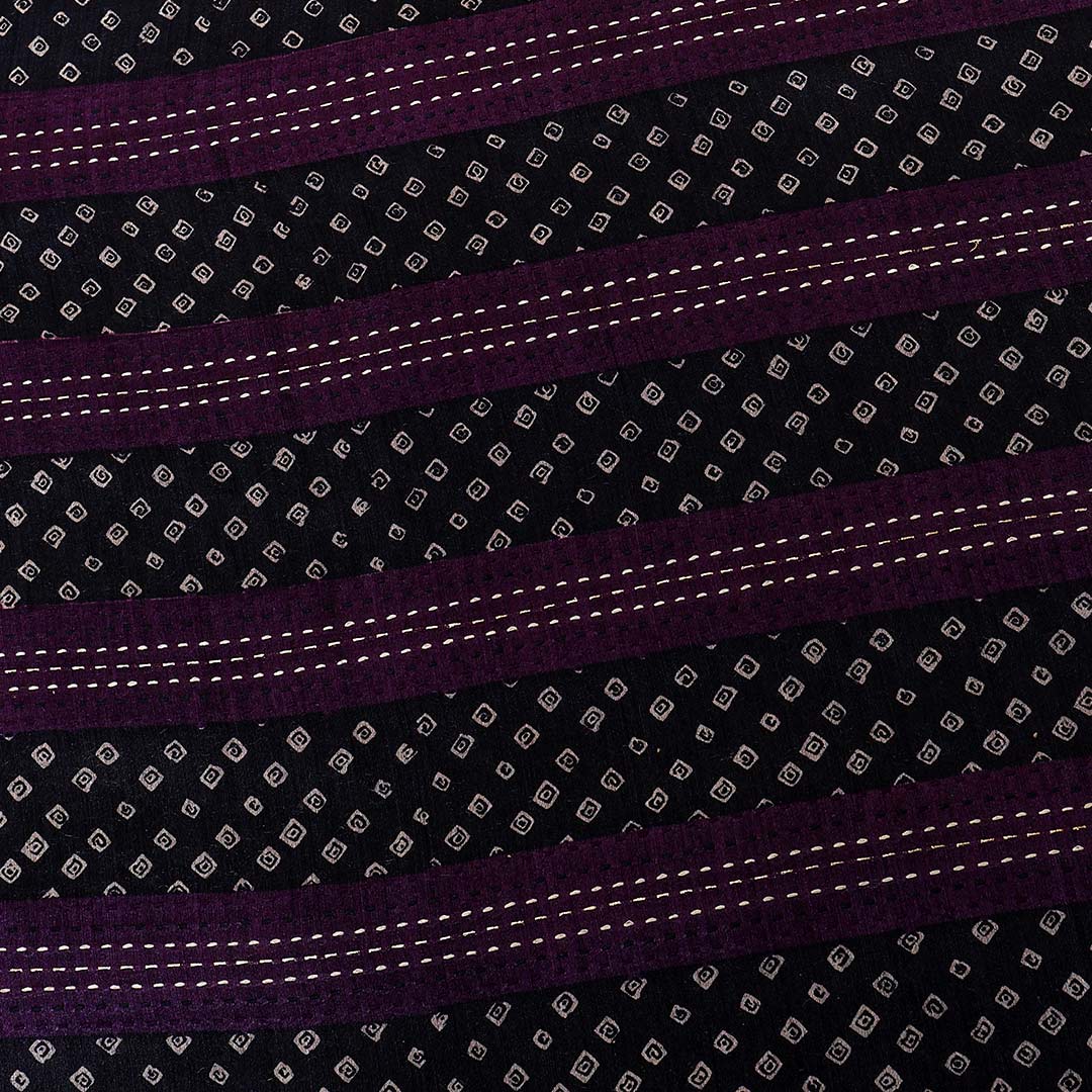 Purple Spun Tussar Bandhej Print