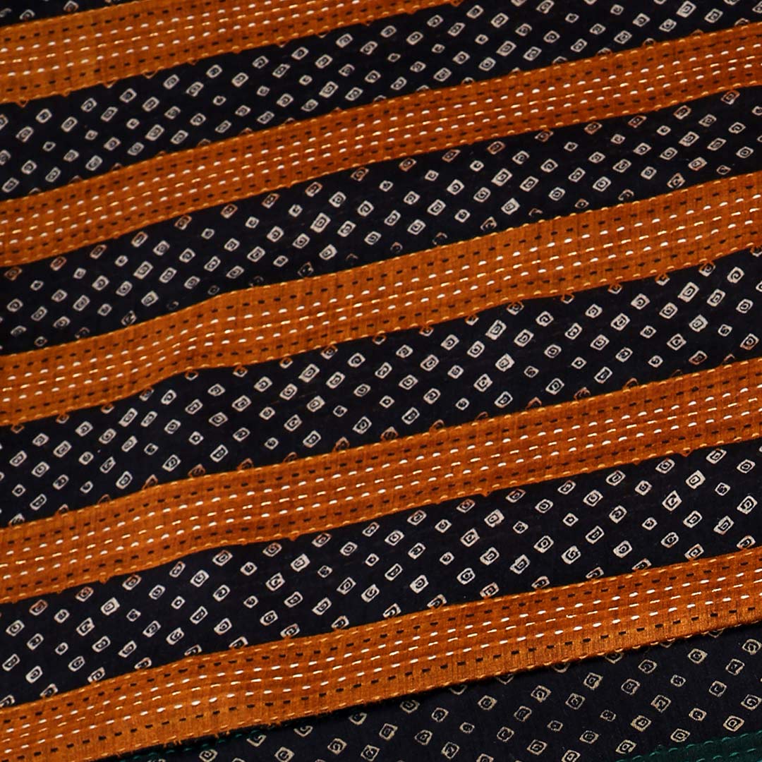 Orange Spun Tussar Bandhej Print