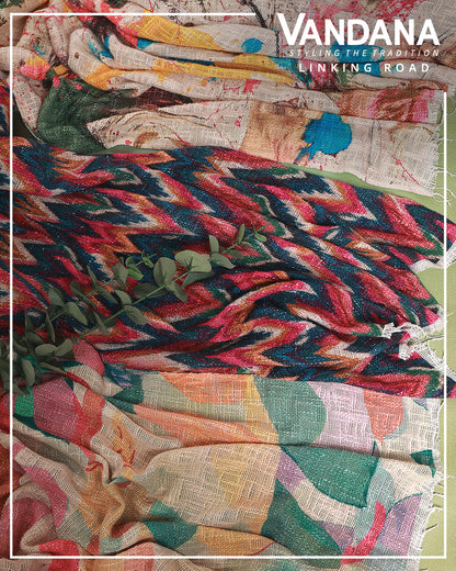 Jute Digital Abstract Printed Fabric