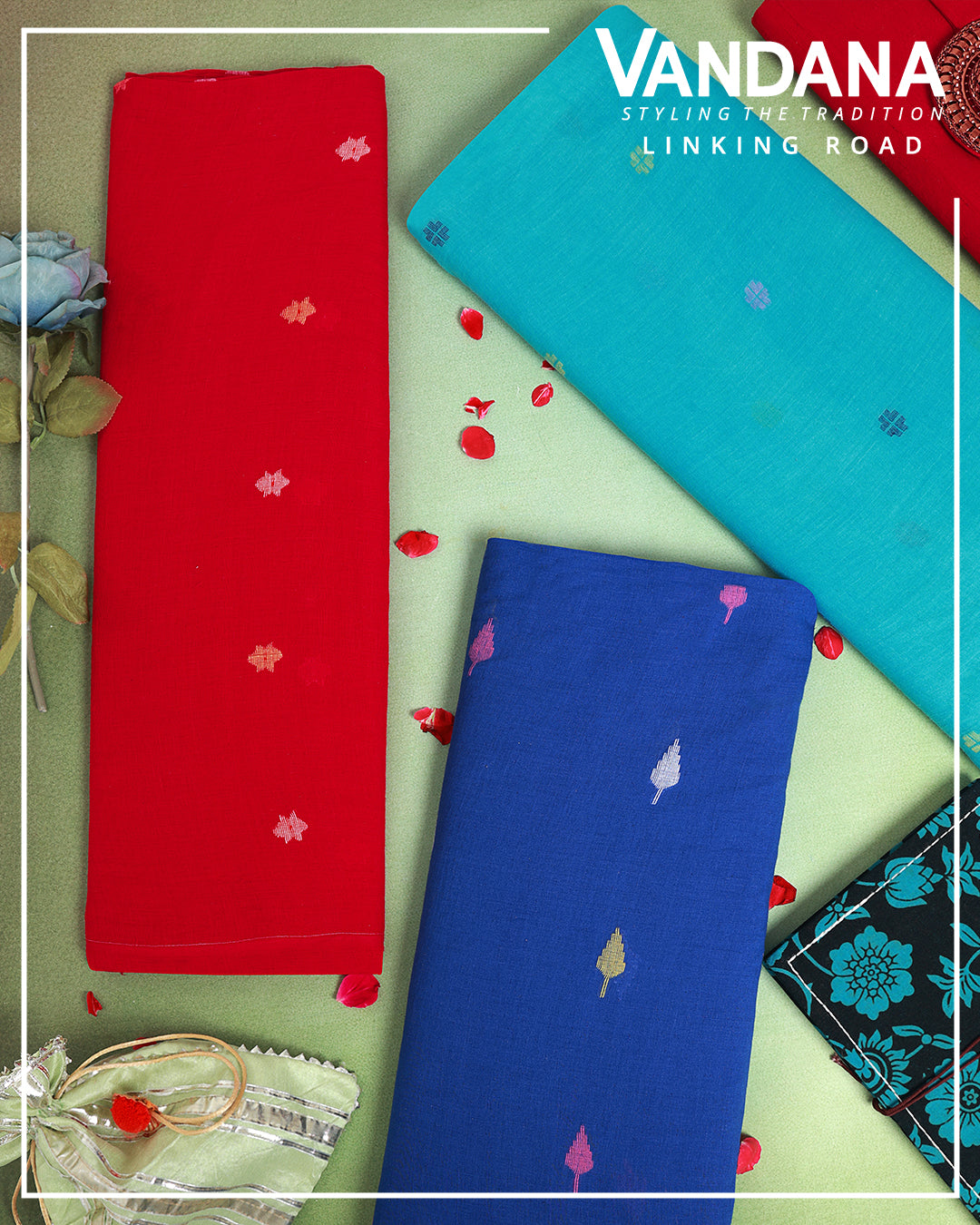 Jamdani Mercerized Cotton Resham Buta Embroidered Fabric