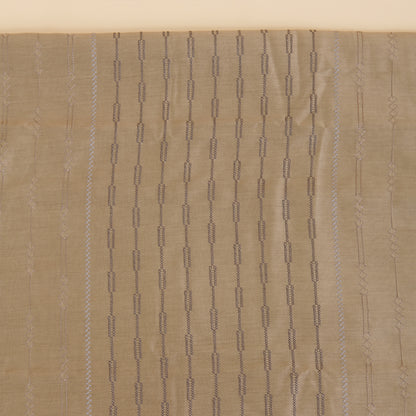 Grey Chanderi Thread Embroidered Striped Suit with Printed Dupatta