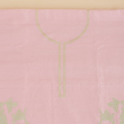 Pink Chanderi Silk Resham Embroidered Suit with Organza Dupatta