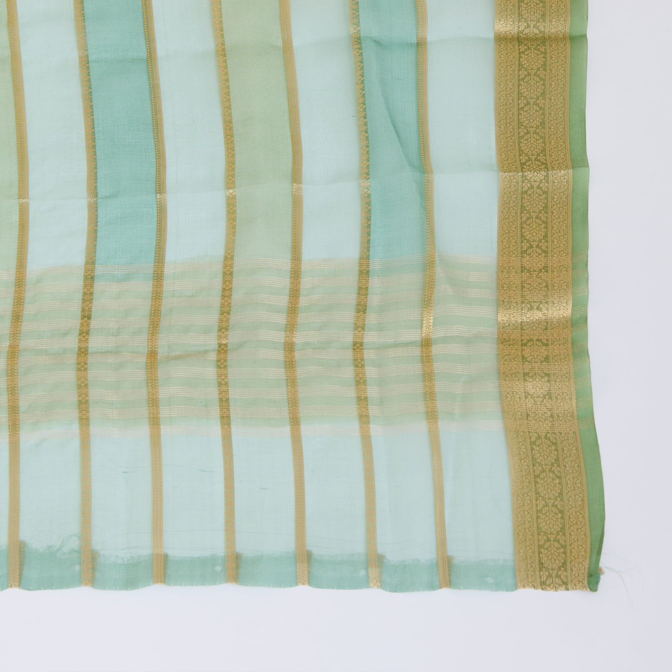 Dusty Green Chanderi Zari Neck Woven Suit with Organza Dupatta