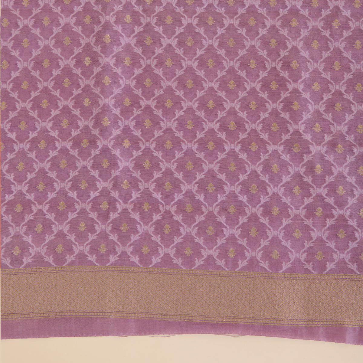Dusty Mauve Chanderi Woven Suit with Dusty Peach Dupatta