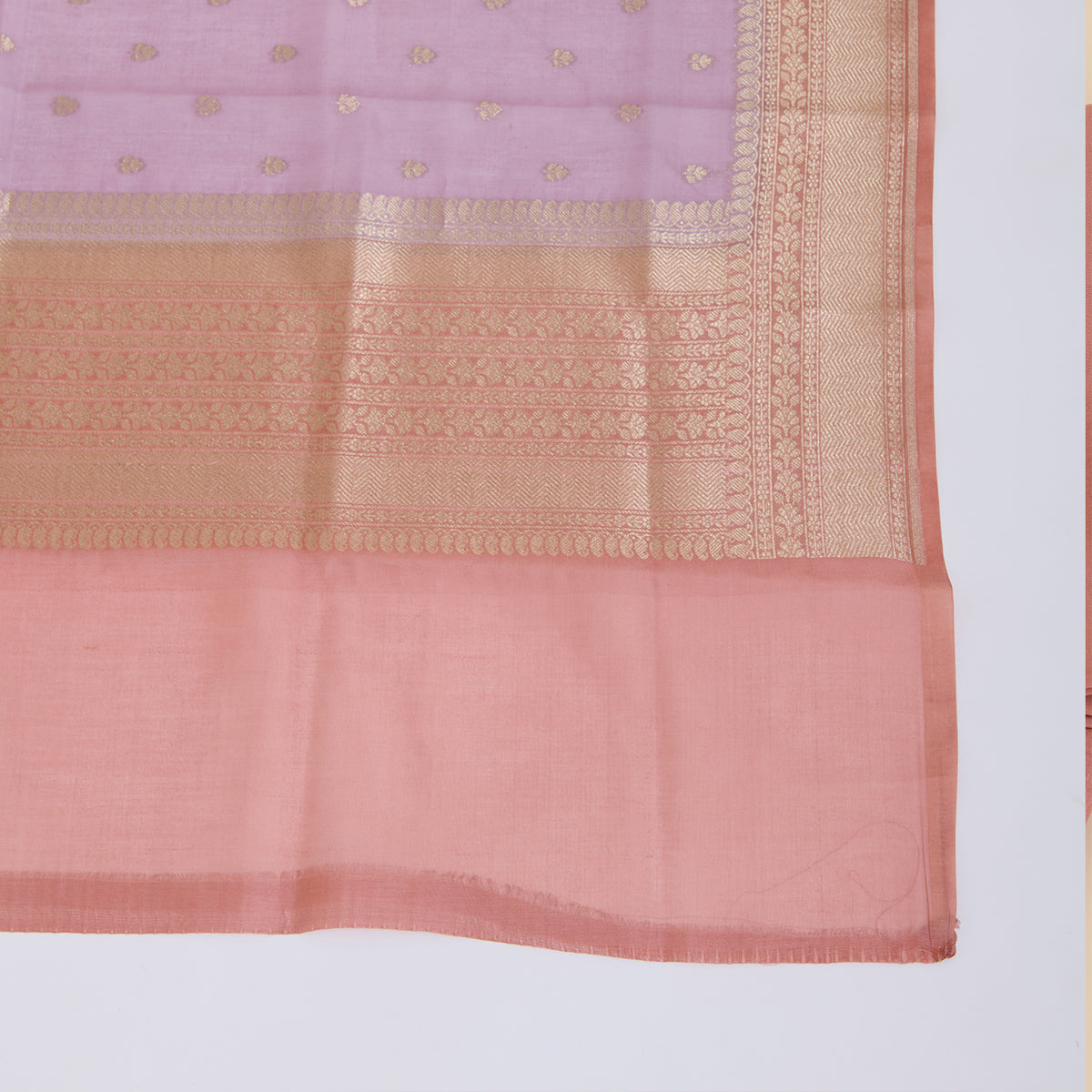 Dusty Peach Chanderi Woven Suit with Dusty Mauve Dupatta