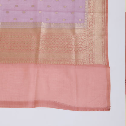 Dusty Peach Chanderi Woven Suit with Dusty Mauve Dupatta