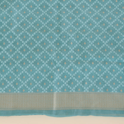 Bluish Grey Chanderi Woven Suit with Dupatta & Bottom