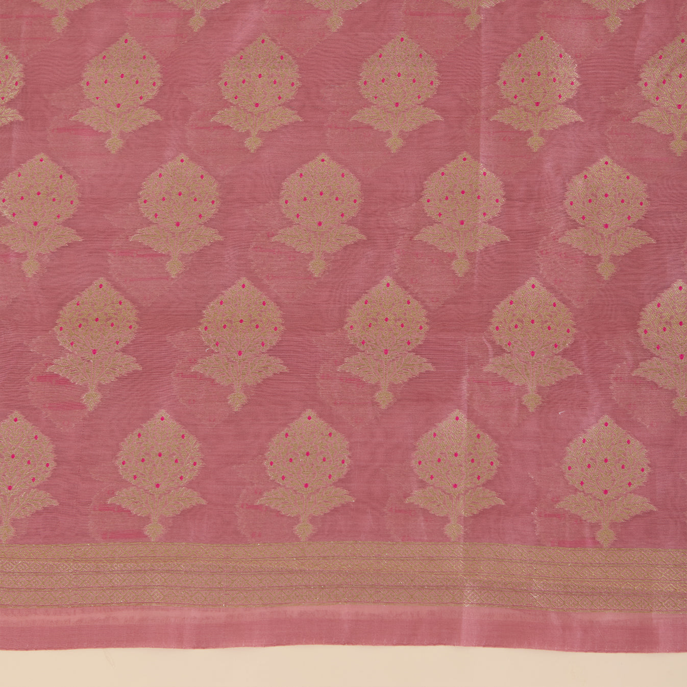 Onion Pink Chanderi Zari Woven Suit with Dupatta