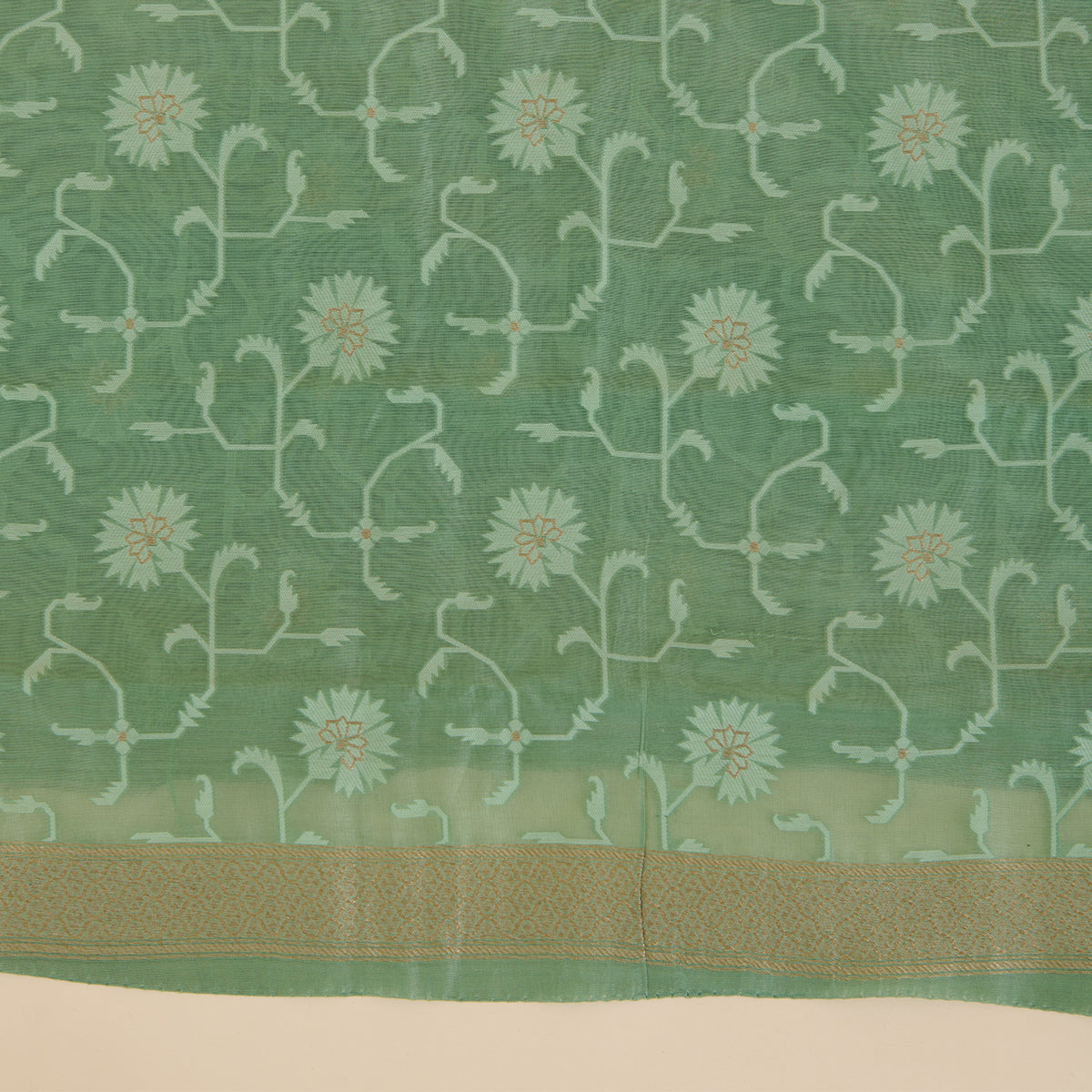 Dusty Green Chanderi Woven Suit with Yellow Dupatta