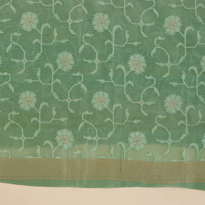 Dusty Green Chanderi Woven Suit with Yellow Dupatta
