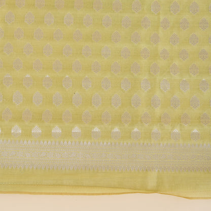 Lime Green Chanderi Woven Kurta with Printed Border Dupatta
