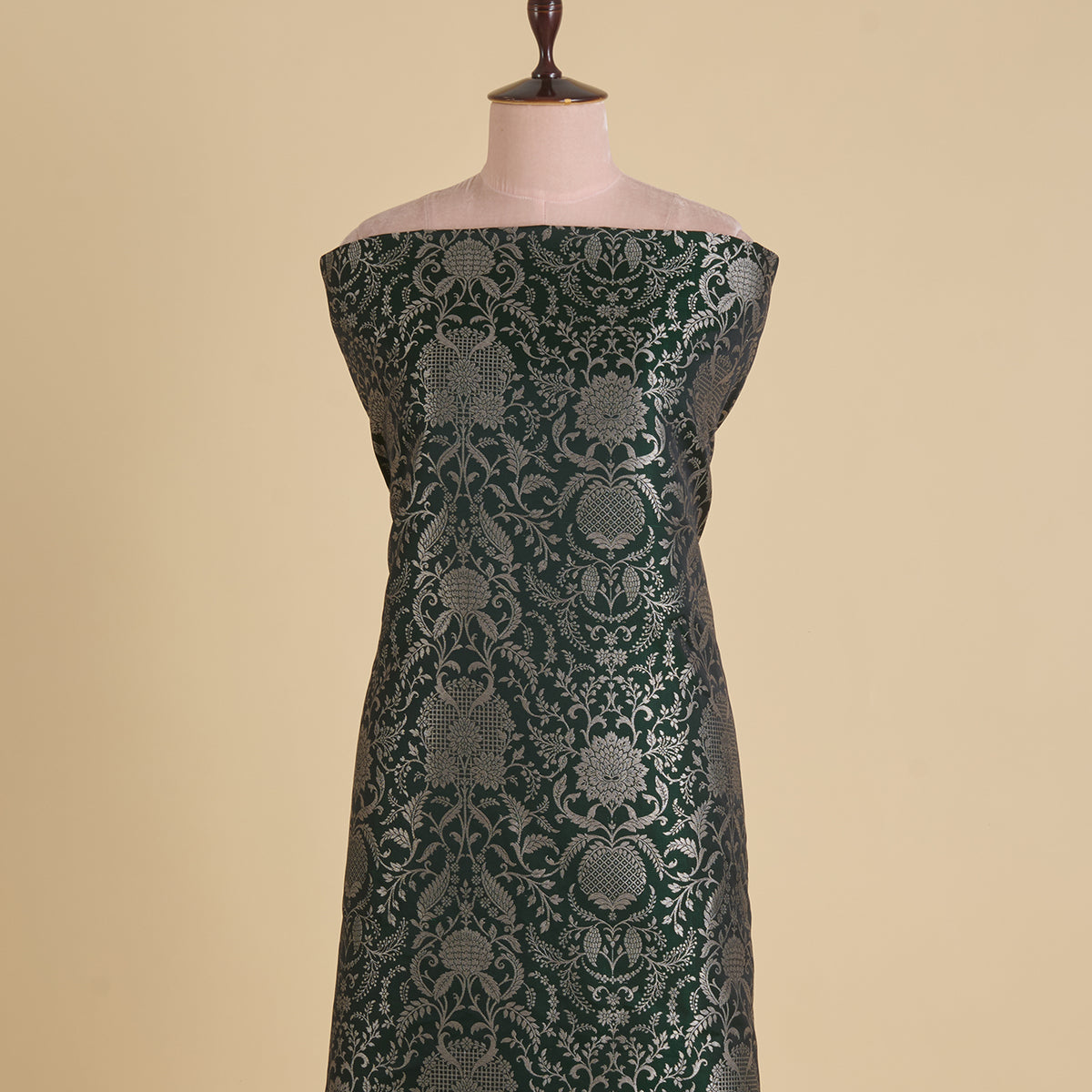 Bottle Green Khin Khwab Brocade Fabric