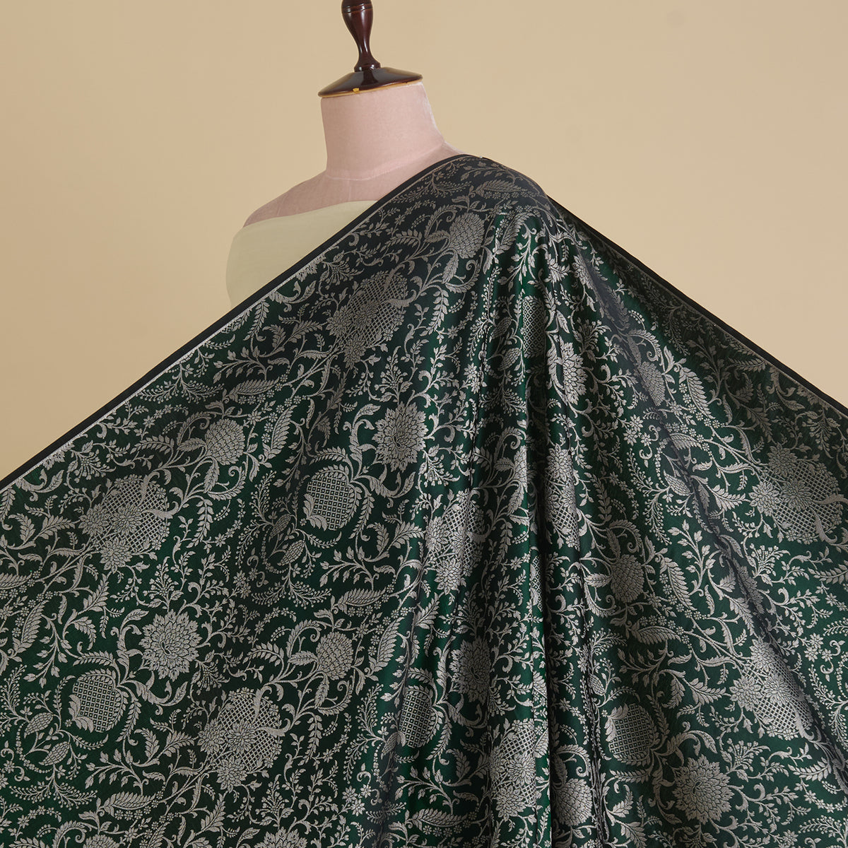 Bottle Green Khin Khwab Brocade Fabric