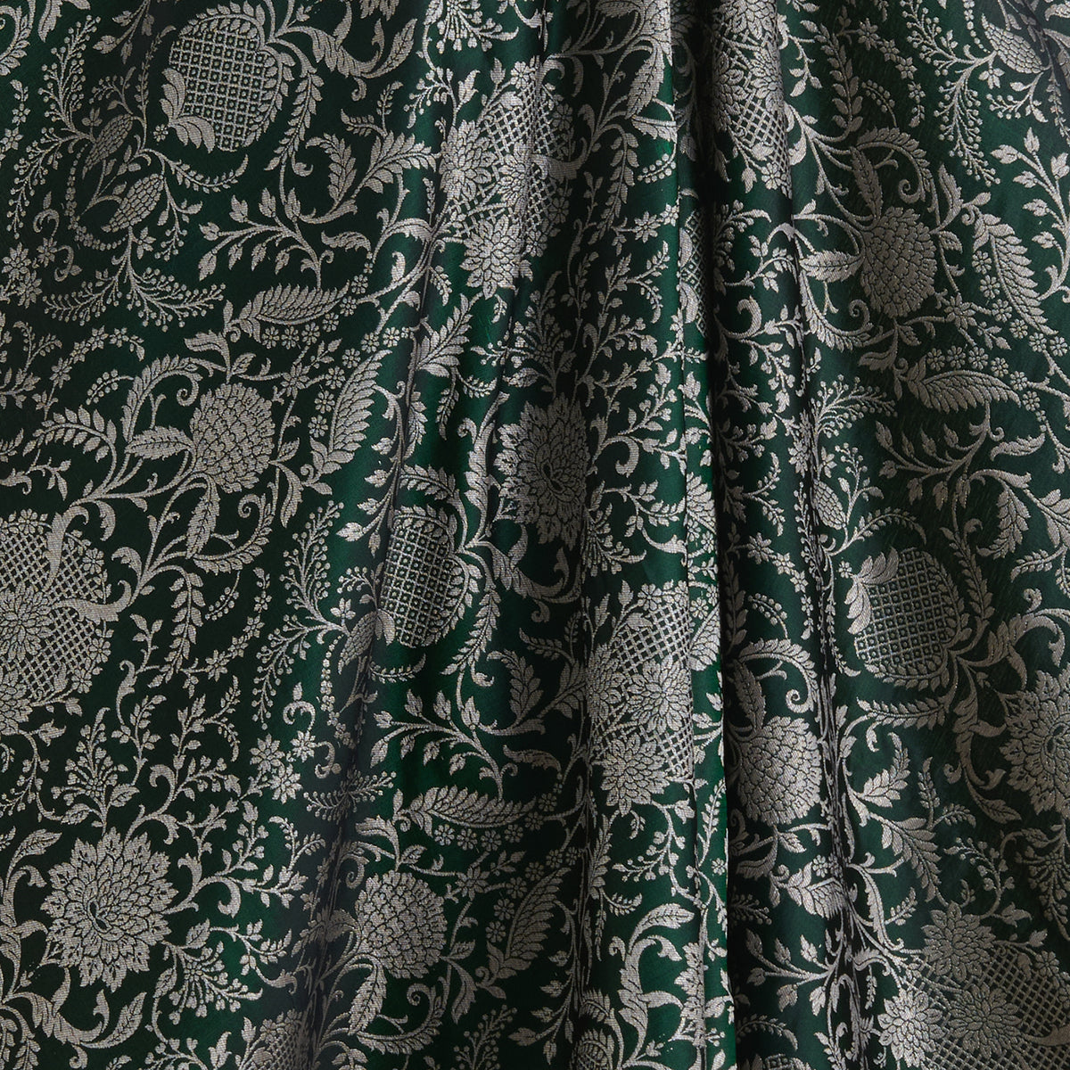 Bottle Green Khin Khwab Brocade Fabric
