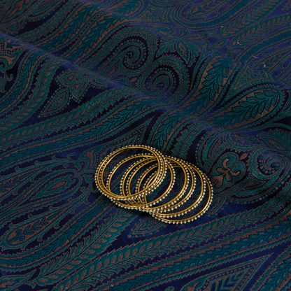 Dark Blue Khin Khwab Brocade Woven Fabric – 36 Inch Width