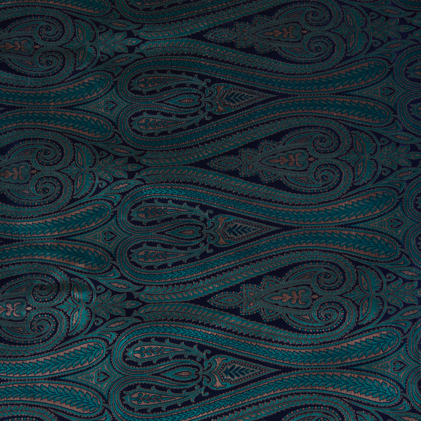 Dark Blue Khin Khwab Brocade Woven Fabric – 36 Inch Width