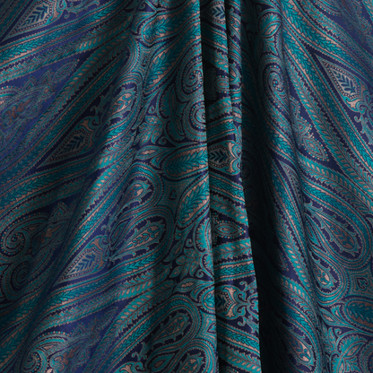 Dark Blue Khin Khwab Brocade Woven Fabric – 36 Inch Width
