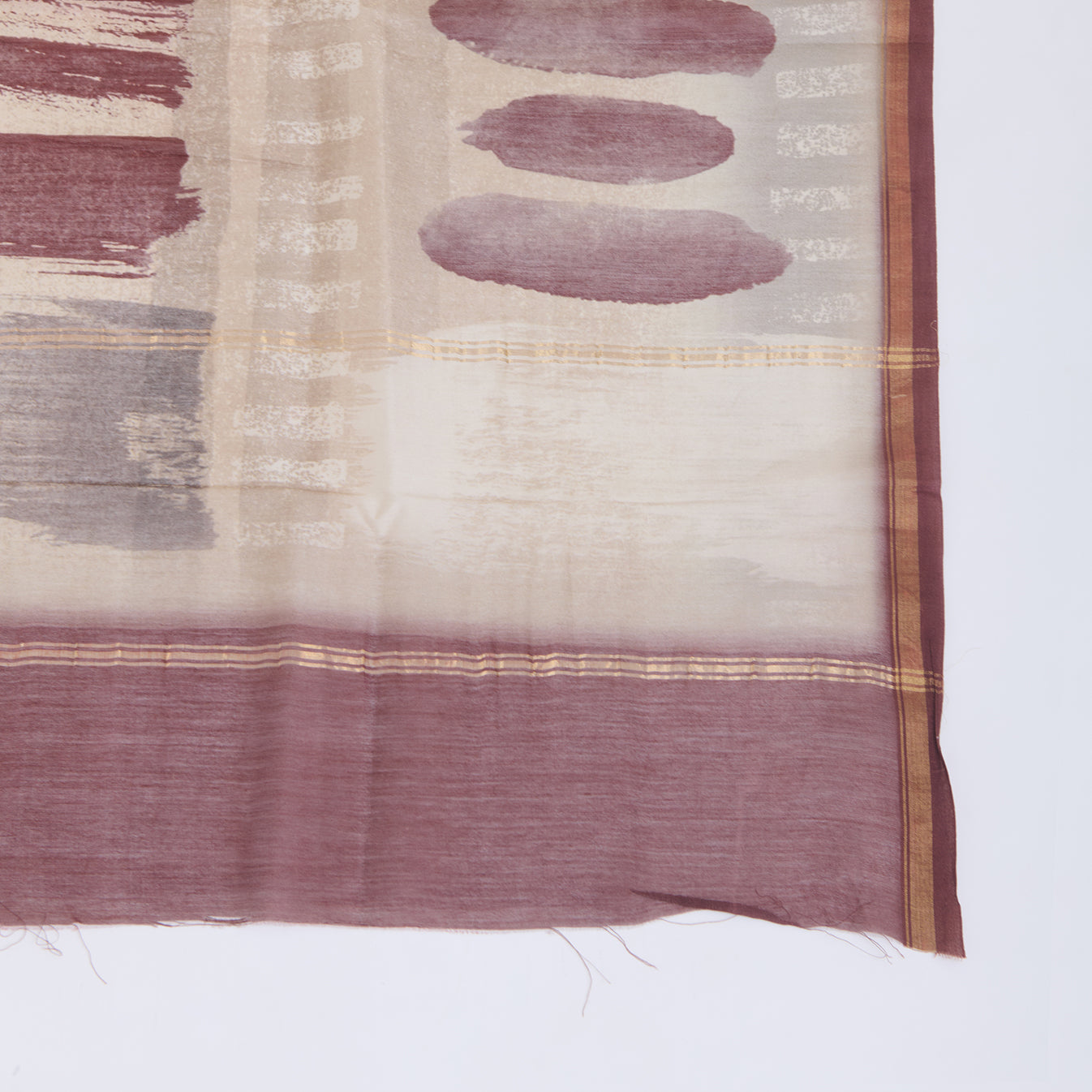 Cement Grey Chanderi Thread Embroidered Stripe Suit
