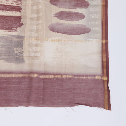 Cement Grey Chanderi Thread Embroidered Stripe Suit