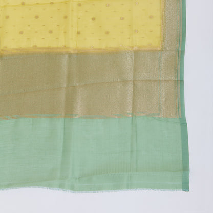 Dusty Green Chanderi Woven Suit with Yellow Dupatta